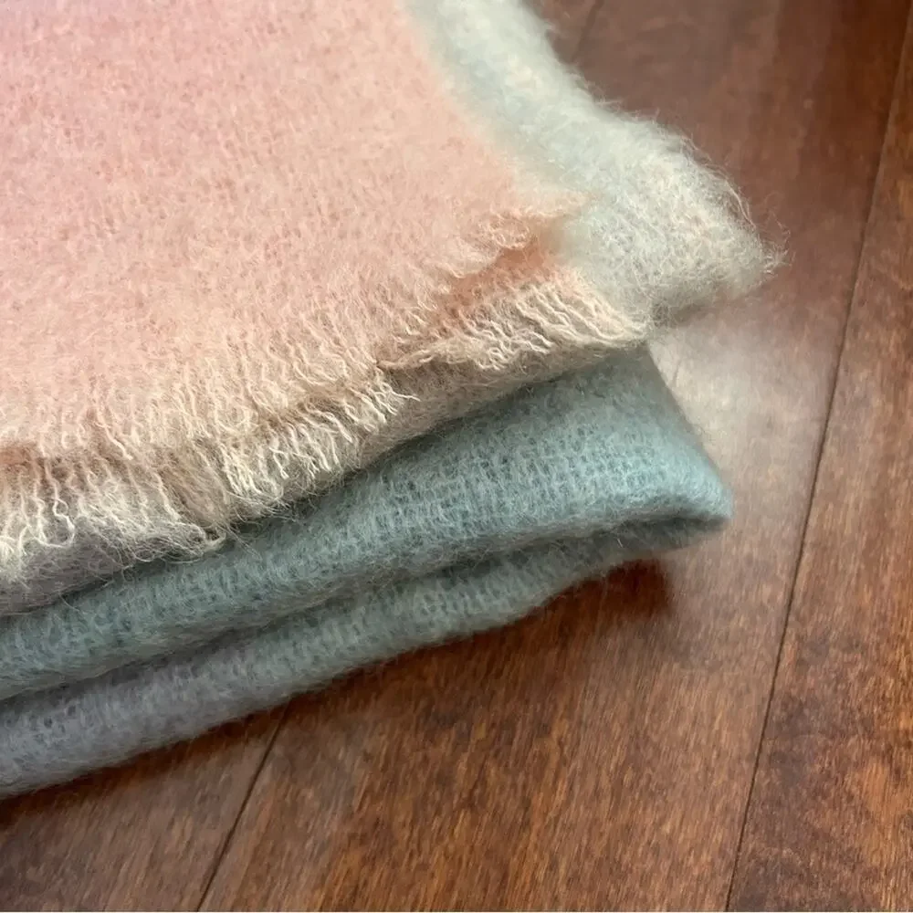 Donegal Design Mohair & Wool Blanket in a Dreamy Pastel Plaid, Made in Ireland